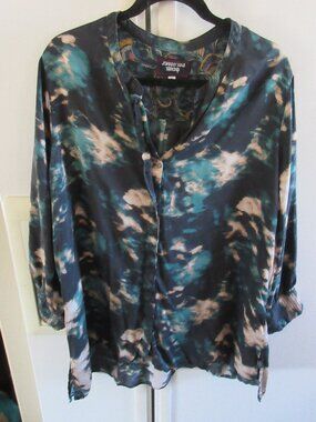 Johnny Was workshop rare artsy tunic top 100% silk xl